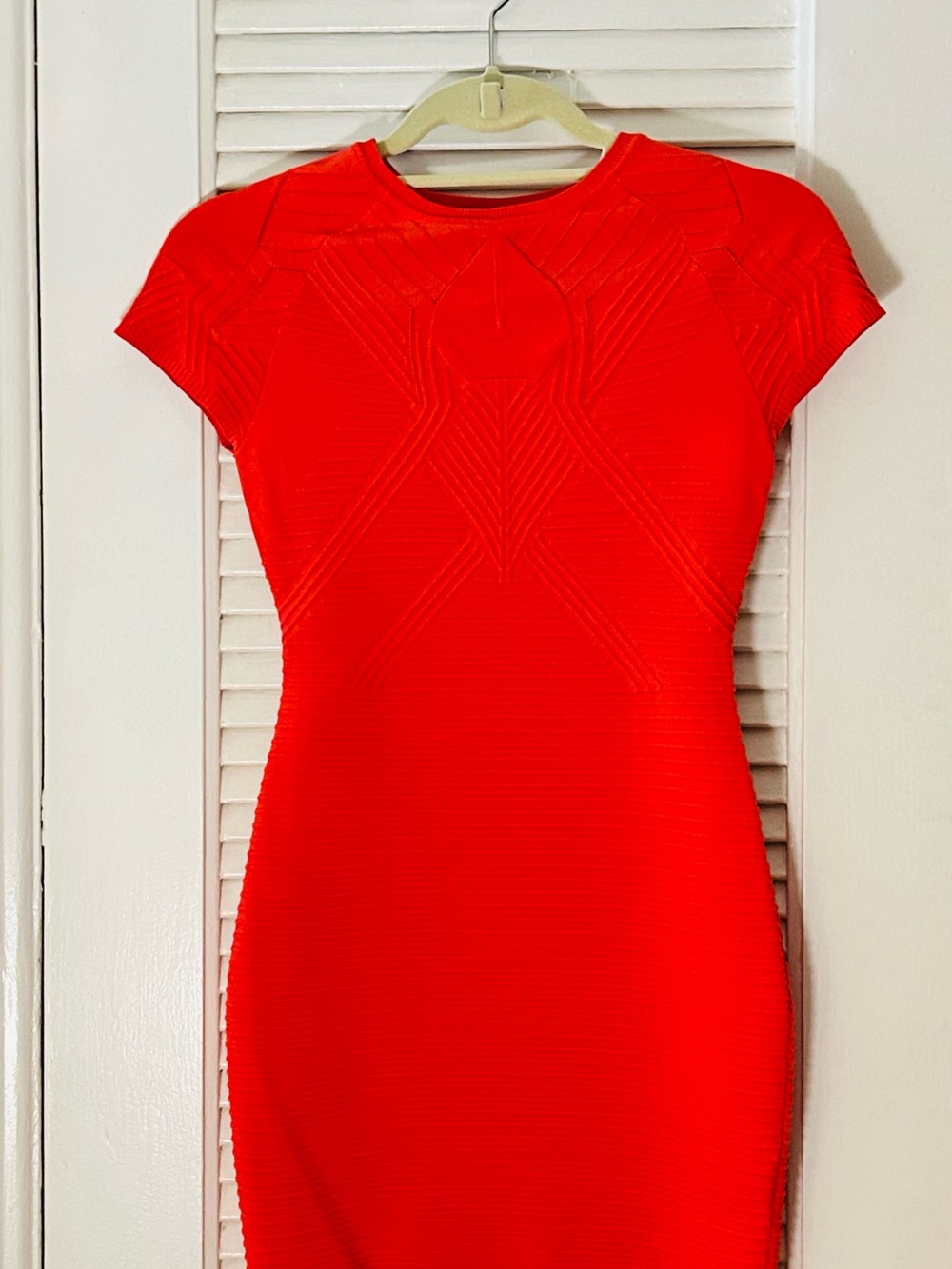Bebe Orange Red Ribbed Mini Dress - Picture 4 of 5